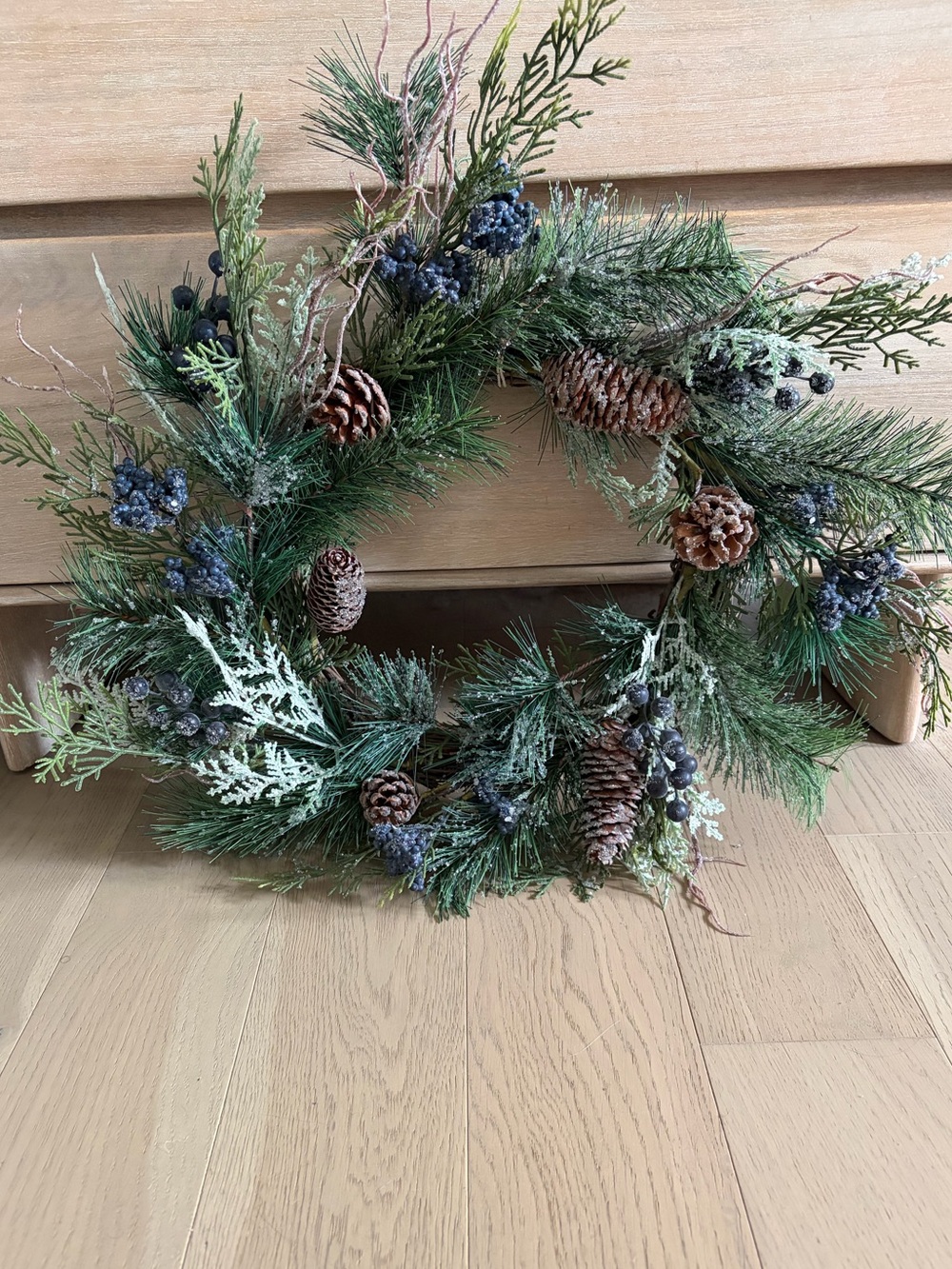 24” Green Pine, Brown Pinecone & Berry Holiday Wreath